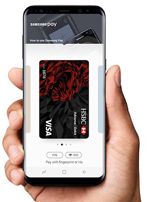 Mobile phone displaying Samsung Pay on HSBC